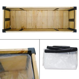 Jardinière rectangulaire classique en bois OEM ODM pieds en acier enduit de poudre décoration de jardin intérieur extérieur amovible sac en PP - Product Image 6