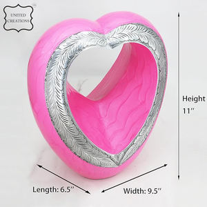 Urna de latón con acabado colorido de alta calidad, recuerdo de corazón hecho a mano para cenizas de adultos, urna de cremación - Product Image 2