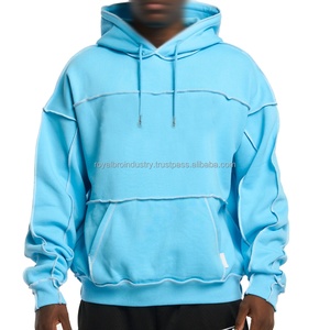 Pull-over Homme Personnalisé en Coton Lourd 100% avec Poche en Polaire Réversible, Style Décontracté Épaules Tombantes, Coutures Inversées, Hiver, Tendance Urbaine - Product Image 3