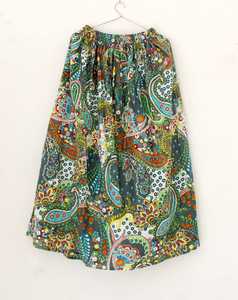 กระโปรงพิมพ์ลายบล็อกทำมือสำหรับผู้หญิงชุดชายหาดผ้าฝ้ายออร์แกนิคเอวธรรมชาติแบบพันรอบระบายอากาศได้ - Product Image 3