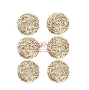 จานรองแก้วโลหะ6ชุดถาดรองแก้วโลหะดีไซน์แบบทุบสีทองตกแต่งด้านบน - Product Image 1