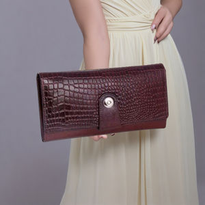 2025 Vintage Leather Lady Clutch Con cremallera larga Monedero de mano de moda Cartera de calidad de exportación para mujer - Product Image 5