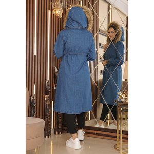 Mega Merchant Gabardina Larga de Mezclilla con Capucha Desmontable, Prenda Exterior Informal, Transpirable, de Manga Larga - Product Image 5
