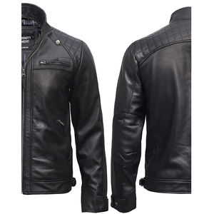 Veste en cuir d'hiver noire élégante pour hommes élégante toutes les tailles avec logo personnalisé et veste en cuir avec étiquette privée avec fermeture éclair - Product Image 5