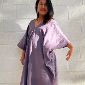 Double Gauze Cotton <b>Kaftan</b> <b>Maxi</b> Dress Loose Boho Dress Airy Cotton Summer Dress Comfortable Lounge Wear - Product Image 1