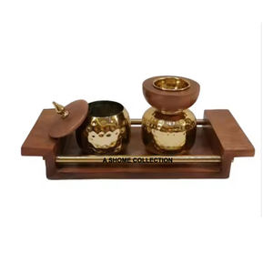 Incrustation en bois brûleur d'encens Ramadan cadeau Bakhoor brûleur bois carré plateau forme arabe brûleur d'encens Mabkhara - Product Image 2