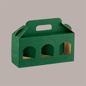 กล่องกระดาษแข็งสีเขียวมรกตพร้อมหูหิ้ว รูปทรงหนังสือ ป้องกันรังสียูวี สำหรับอาหาร ขนาด 310x100x90 มม. บรรจุ 3 กระปุก แยม ครีม ได้ 10 ชิ้น - Product Image 1