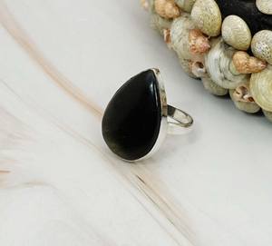 Rainbow Obsidian Ring 925 Sterling Silver Teardrop Gemstone Statement Boho Ring Unisex Jewelry Gift for Her - Product Image 3