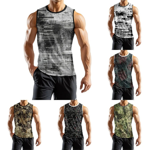 Camouflage Stripe Graphic Gym Débardeur Pour Hommes D'été Quotidien Casual Mode Haut Sans Manches Lâche Respirant Fitness Lâche T-shirts - Product Image 1