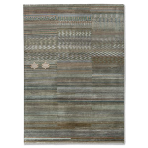 Tapis Manchaha vert noué à la main en laine et soie de bambou, motif géométrique, pour salon, puzzle rectangulaire pour adolescents - Les-2696 - Product Image 1