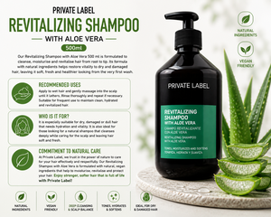 Champú Revitalizante de Aloe Vera de Marca Privada 500ml OEM |   Champú Reparador Hidratante para Cabello Seco y Dañado |   España UE - Product Image 3