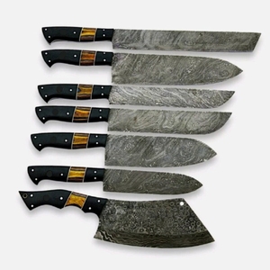 Vente en gros de commandes en gros personnalisées, service OEM et ODM, ensemble de couteaux de cuisine professionnels, ensemble lame tranchante en acier inoxydable et manche en bois - Product Image 1