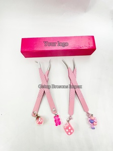 Pinzas para Extensión de Pestañas con Recubrimiento en Polvo Rosa Claro, Diferentes Estilos, con Diferentes Adornos, Logotipo Personalizado, Instrumento de Belleza - Product Image 5