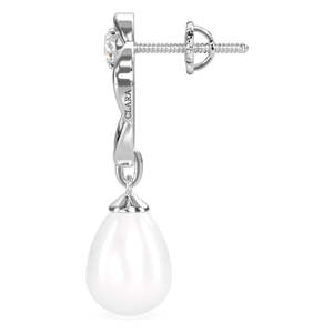 Boucles d'oreilles CLARA en argent sterling 925 avec perles Sara, plaquées rhodium, avec zircone suisse, fermoir à vis, cadeau pour femmes et filles - Product Image 3