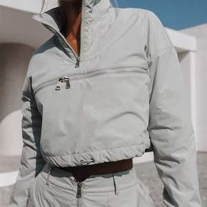 Custom Half Zip Pullover Women Clothing Tracksuit Jogging Crop <b>Top</b> Windbreaker Jacket 2 Piece Women's Set - Product Image 1