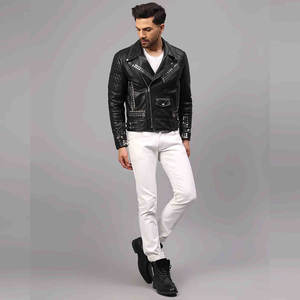 Chaqueta de Cuero para Hombre de Alta Calidad con Cuello Alto y Logotipo Frontal, Resistente al Viento, Personalizable, al por Mayor - Product Image 3