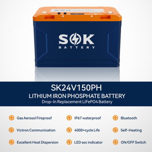 SOK 150Ah <b>24V</b> LiFePO4 <b>Battery</b> | 3.84kWh | Bluetooth, BuiltIn Heater + CANBus | SK24V150PH | 15,000+ Cycles | 7Year Warranty - Product Image 5