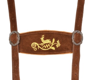 Elegante Lederhosen bávaro, Kniebund Hosen, Hombres Ledersosen Trachten Lederhosen Pantalones de cuero con tirantes 2025 - Product Image 3