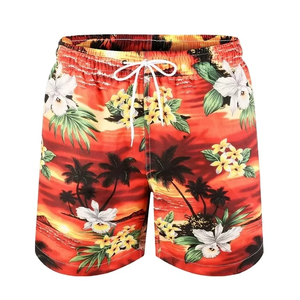 Pantalones cortos de tablero transpirables de secado rápido con logotipo personalizado OEM para hombre ¡Malla de cordón medio de encaje de estilo deportivo! Estampado de tela poliéster 00% - Product Image 1