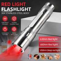 Lampe torche LED infrarouge 3-en-1 multi-longueurs d'onde en acier inoxydable 304, lumière rouge 630 Nm 660 Nm 850 Nm, portable pour l'extérieur