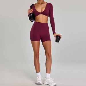 ชุดออกกำลังกายสองชิ้นสำหรับผู้หญิงเสื้อกล้ามและเลกกิ้งชุดออกกำลังกายสำหรับเล่นโยคะ - Product Image 4