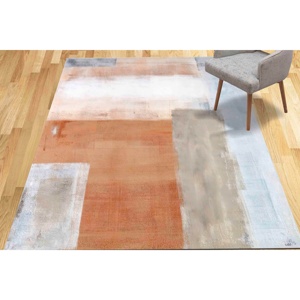 Tapis aux tons doux abstraits : design minimaliste contemporain, tapis imprimé, tapis fin non tissé - Product Image 1