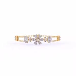 14K Solid White/ <b>Rose</b> <b>Gold</b> Designer Open Bracelet Marquise Cut Lab Grown Diamond Layered Bracelets Fine Jewelry - Product Image 3