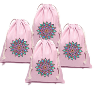 Pochette à cordon écologique en coton lin taille personnalisée sacs d'emballage cosmétique recyclables cadeau cordon de coton motif imprimé