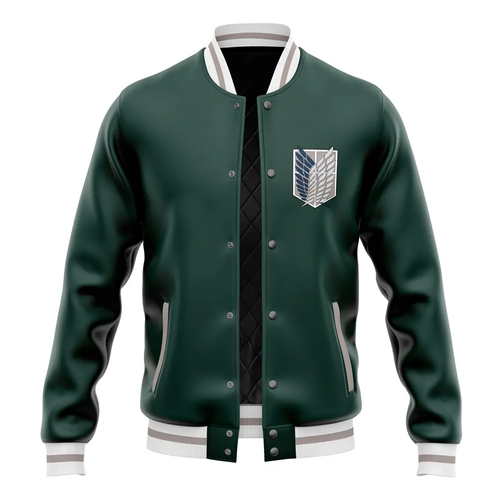 Custom ized Survey Corps Pattern Angriff auf Titan Varsity Jacke Patchwork Varsity Jacke für Mode-Enthusiasten