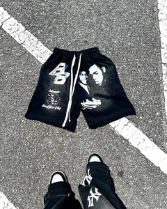 Short personnalisé délavé au soleil pour hommes été coton cordon Vintage hommes bord brut lavage à l'acide s'adapte à la taille des shorts pour hommes - Product Image 1