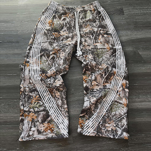 USA Unisexe haute qualité véritable arbre imprimé camouflage camouflage survêtement pantalon coton baggy évasé rayé pantalon de survêtement - Product Image 6