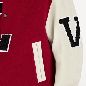 Vestes universitaires à manches en cuir rouge boutonné sur mesure pour hommes blouson bombardier grande taille vestes de baseball - Product Image 4