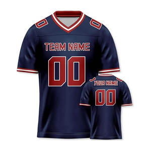 Camiseta de fútbol americano para hombre de poliéster azul marino personalizada OEM conjunto de ropa deportiva con estampado de números personalizados - Product Image 3