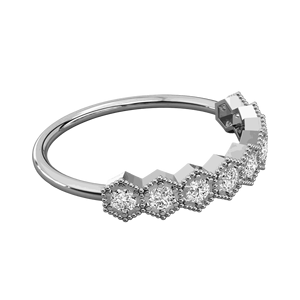 Anillo de Boda con Diseño de Filigrana de Diamantes Redondos - Product Image 4