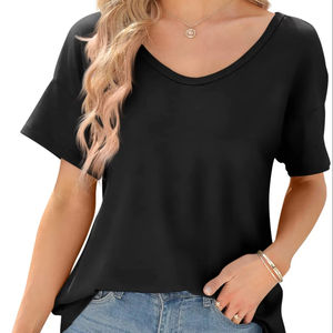 Camisetas de mujer de alta calidad con etiqueta personalizada camisa de corte ajustado Premium Jersey de algodón pesado Material cuello redondo secado rápido verano - Product Image 1