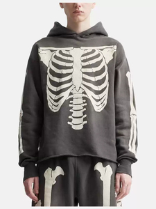 Sweat-shirt d'Halloween personnalisé à imprimé squelette fissuré et lavé à l'acide pour hommes Sweat-shirt à col rond en coton Boxy Sweat à capuche vintage de haute qualité - Product Image 3