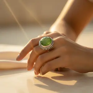 "Green <b>Quartz</b> Crystal <b>Ring</b> for Women in 925 Sterling Silver-Gift Option" - Product Image 1