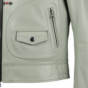 แจ็คเก็ตบอมเบอร์หนังแท้สำหรับผู้หญิง ปี 2025 สีสันตามสั่ง ระบายอากาศได้ดี ลายทาง ผลิตในปากีสถาน ไซส์พลัส - Product Image 6