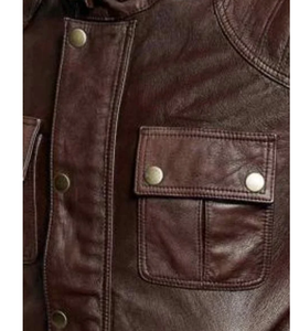 Veste en cuir pour hommes, vêtements décontractés de couleur unie, veste en cuir confortable pour hommes à la mode - Product Image 2