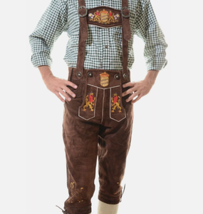 High Quality Custom Embroidered <b>Men's</b> Bavarian Leather Knee Length <b>Shorts</b> Lederhosen Breathable OEM Service <b>for</b> Adults - Product Image 2