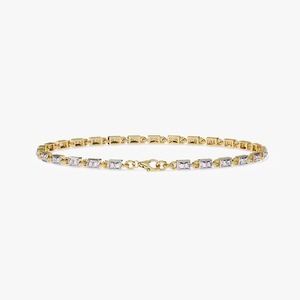 Bracelet de tennis classique en diamants de laboratoire ronds en or jaune 14 carats également, en or rose et argent - Product Image 3