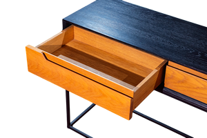 Durable Modern White Oak Wood <b>Console</b> <b>Table</b> with Metal Legs <b>Storage</b> Living Room Furniture for Villa Bedroom Hotel Apartment - Product Image 5