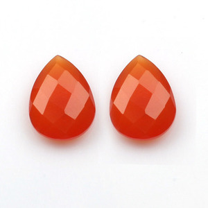 Top qualité 12x16mm Orange calcédoine Briolette poire coupe forme naturelle calibré pierres précieuses en vrac pour la fabrication de boucles d'oreilles de bijoux - Product Image 2