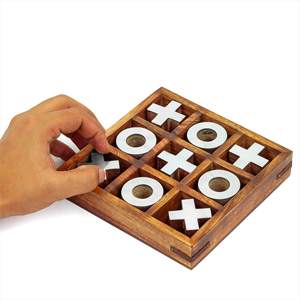 Jeux de Tic Tac Toe en bois en gros, table de jeu XO, puzzle, planche de jeu, bon prix, meilleur fabricant, jeu de Tic Tac Toe en bois et en laiton, jeu pour 2 joueurs - Product Image 4