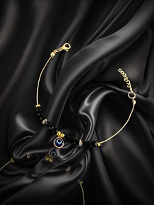 Bracelet en acier inoxydable plaqué imitation perle et zircon DAFNI BIG PAZAR - Cadeau tendance - Product Image 1