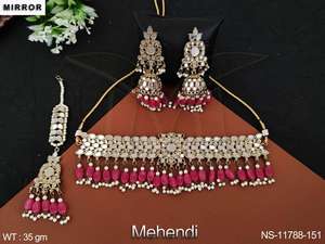 Mehendi-Conjunto de joyería antigua para fiesta, conjunto de collar, Gargantilla, esmalte, diseño antiguo - Product Image 4