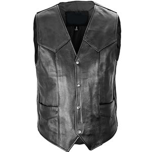 Respirant hommes Vintage lourd en cuir véritable moto Biker gilet revers fermeture éclair peau de vache en cuir véritable sans manches gilet bas prix - Product Image 4