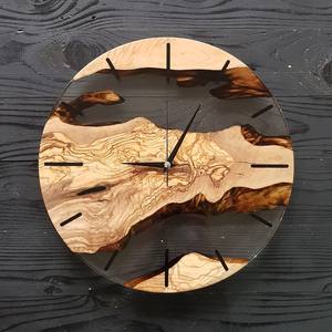 Regalo de inauguración de la casa Reloj de pared de Arte de resina epoxi de madera Arte de pared moderno Reloj hecho a mano Regalo de boda de Navidad Decoración de apartamento en casa - Product Image 6