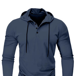 Sudaderas con capucha para deportes al aire libre para hombre, Camiseta ajustada de manga larga con cordón y capucha, sudaderas informales transpirables, camiseta con capucha - Product Image 3