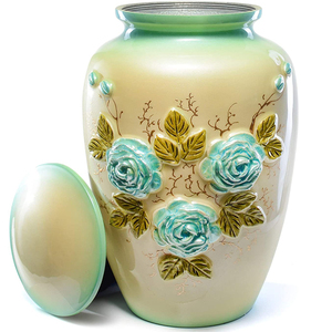 Urna de cremación con relieve de flor de aluminio, urna de cremación recubierta de esmalte, diseño moderno, cenizas funerarias, la mejor calidad - Product Image 1